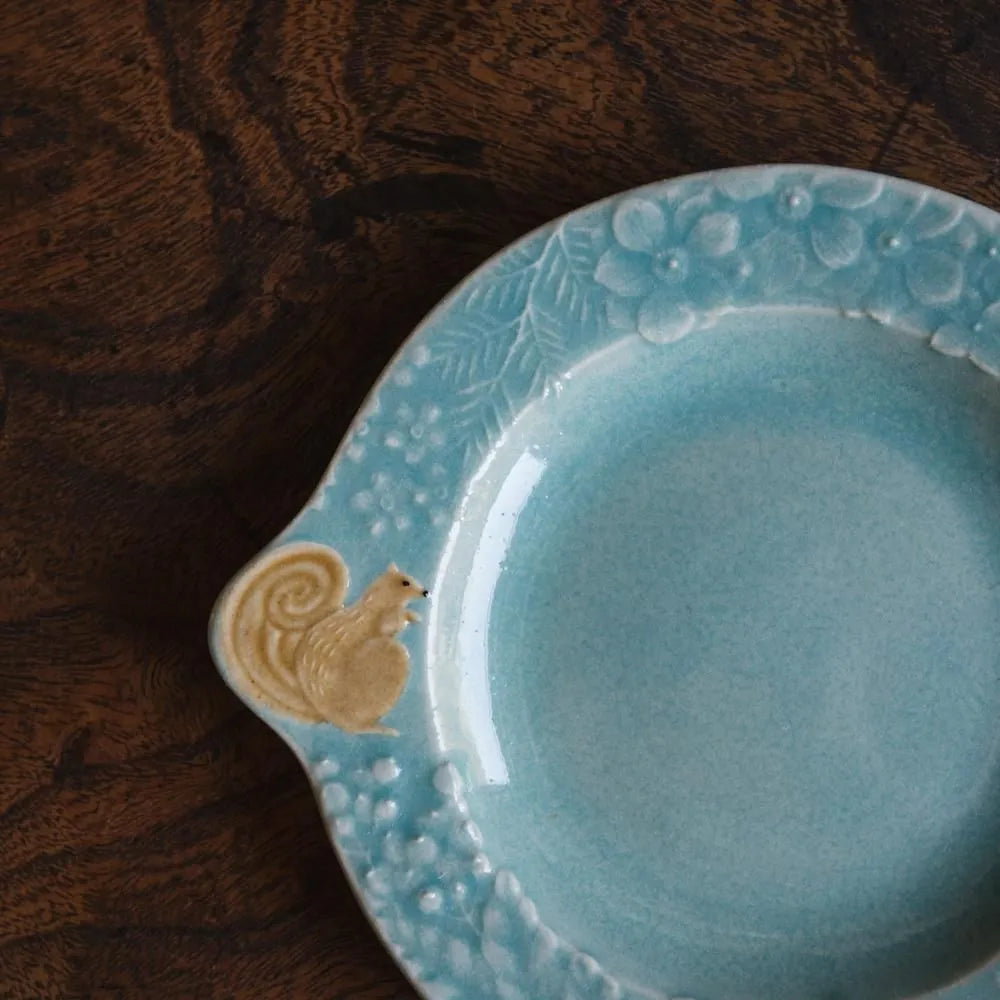 Squirrel and Flower Wreath Plate