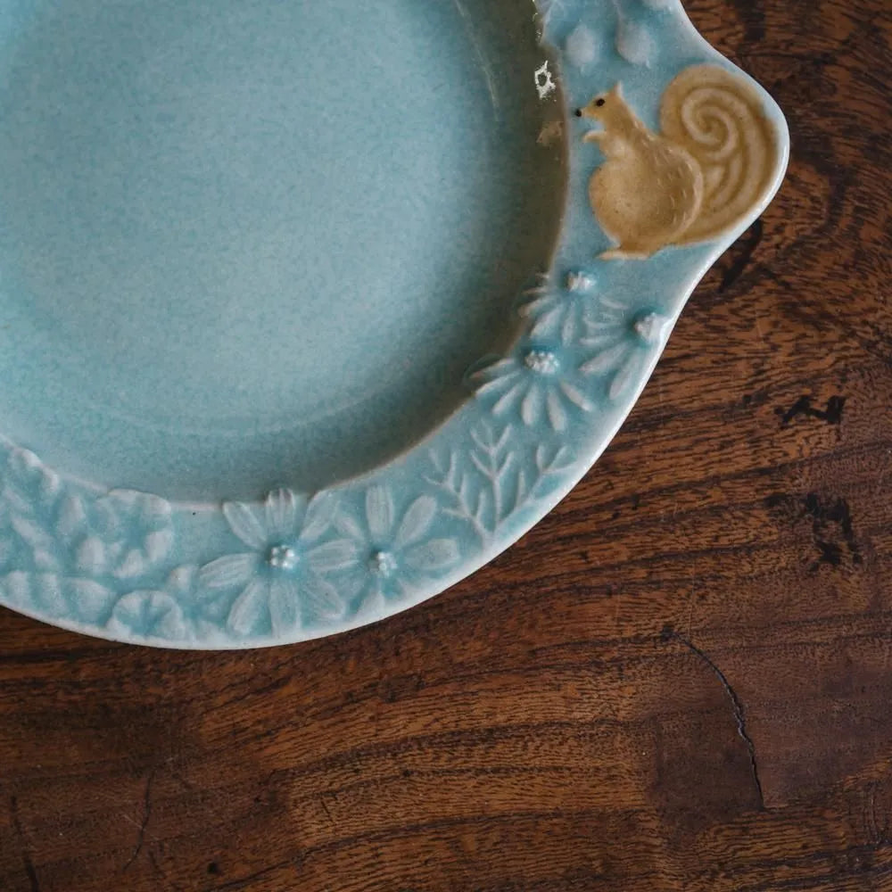Squirrel and Flower Wreath Plate