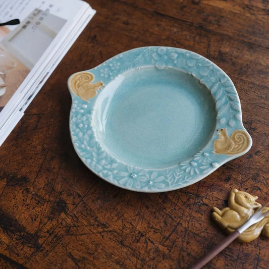Squirrel and Flower Wreath Plate